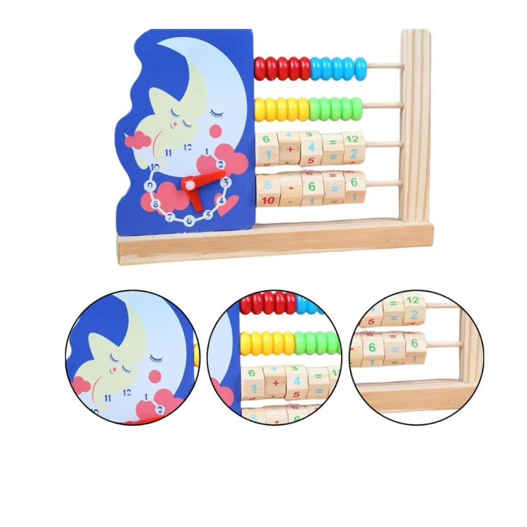 Wooden 3 in 1 Smart Beaded Computing Abacus Frame