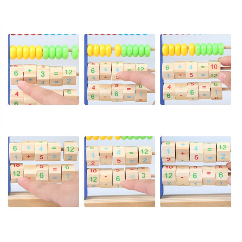 Wooden 3 in 1 Smart Beaded Computing Abacus Frame