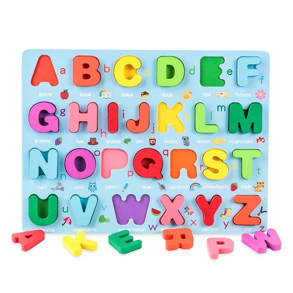 Wooden 3d Colorful Alphabets,Numbers & Shapes Sorting Boards