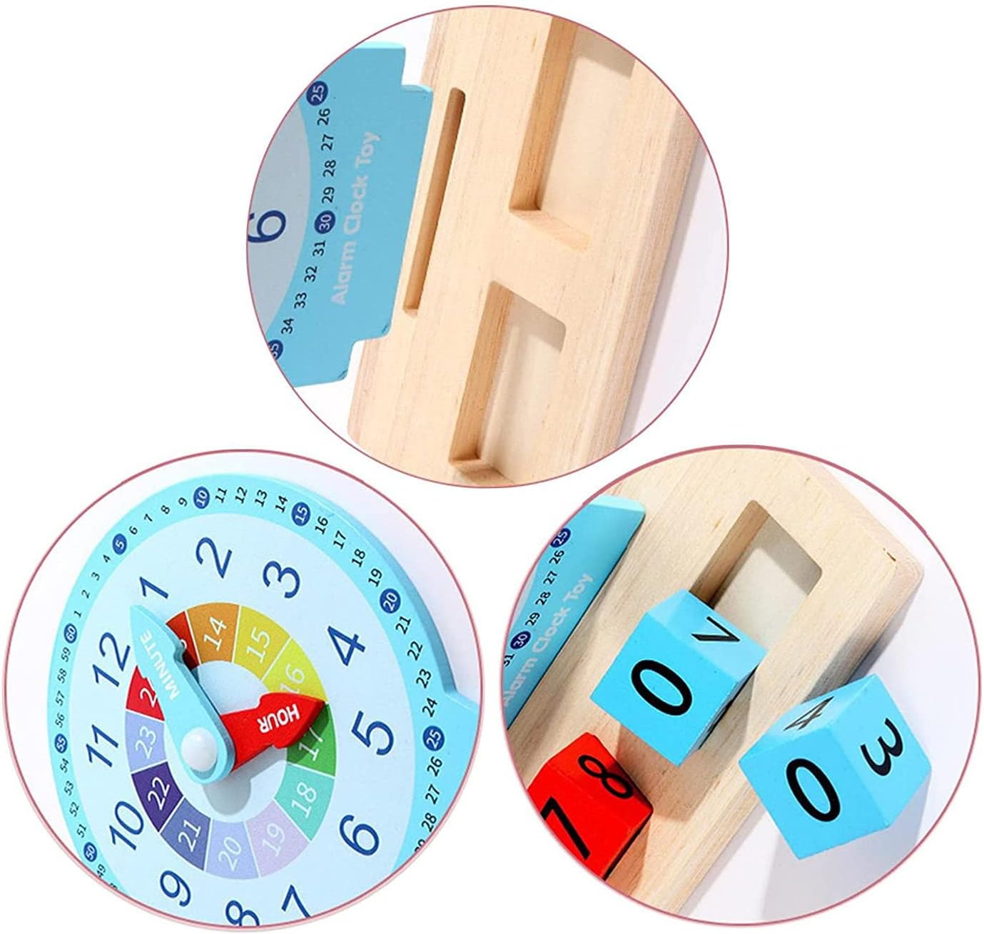 Wooden Alarm Clock Toy With 40 Question Cards