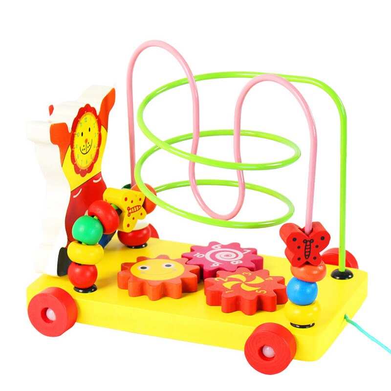 Wooden Multicolor Creative Clown Trailer Bead Maze Toy