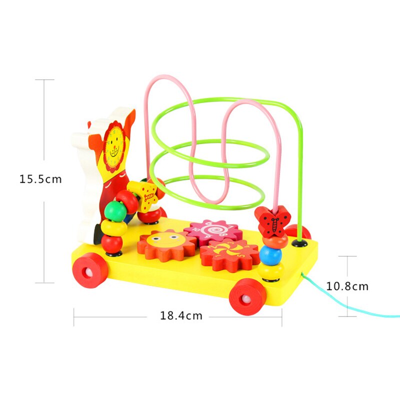 Wooden Multicolor Creative Clown Trailer Bead Maze Toy