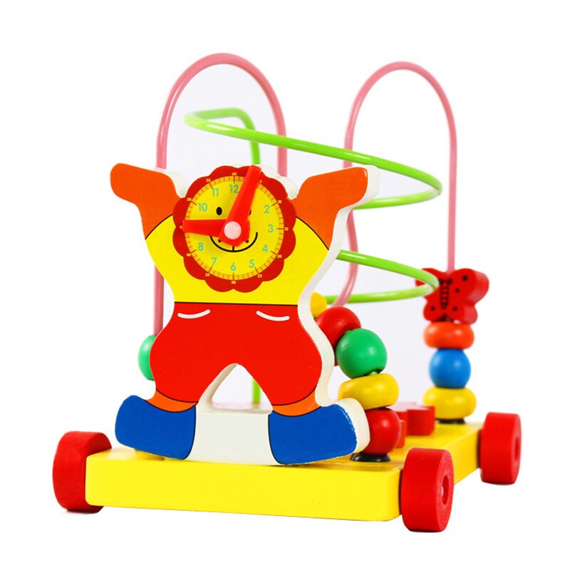 Wooden Multicolor Creative Clown Trailer Bead Maze Toy