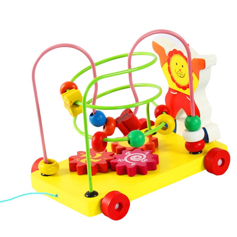 Wooden Multicolor Creative Clown Trailer Bead Maze Toy