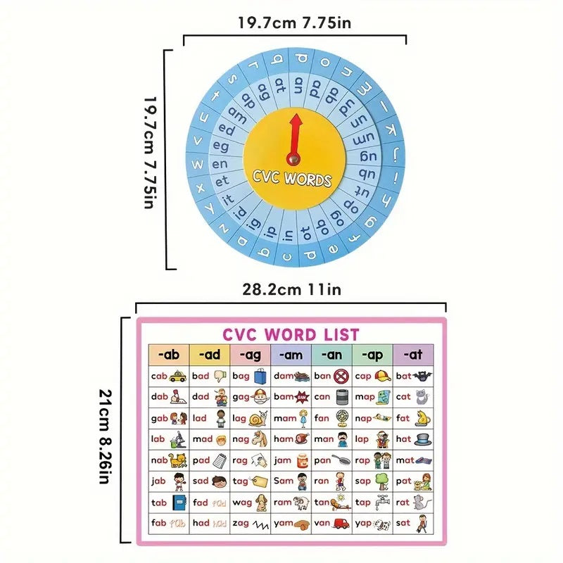 CVC Words and Maths Activity Phonics Spinner Game Kit
