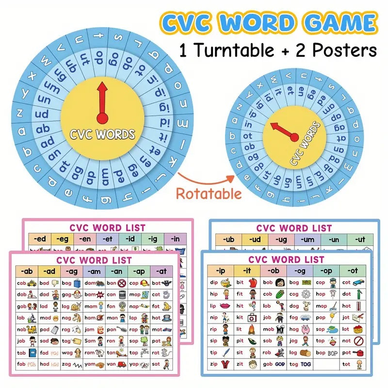 CVC Words and Maths Activity Phonics Spinner Game Kit