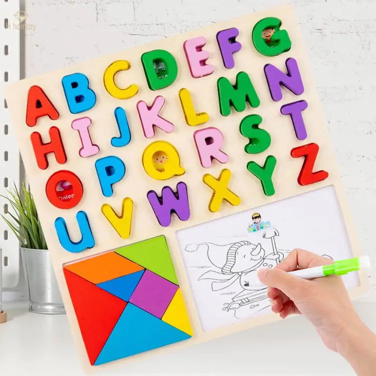 Wooden 3in1 3D Capital Alphabets Sorting Board