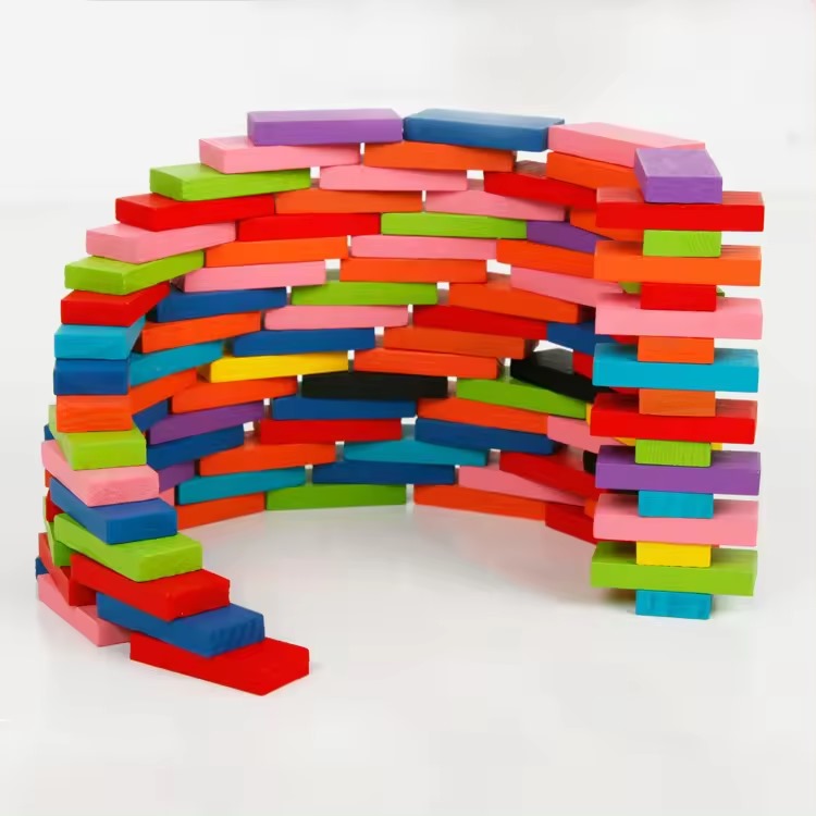 Wooden 100 Pcs Multicolor Domino Set