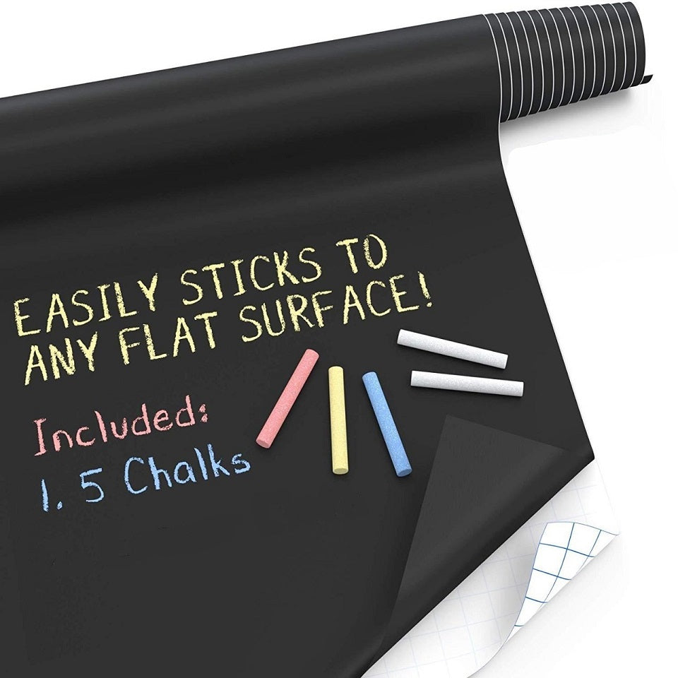 Black & White Board Wall Sticker With Chalk & Marker