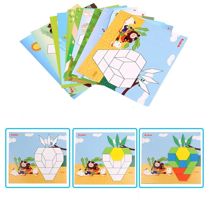 Wooden Geometric Shape Tangram Puzzle 250 Pcs