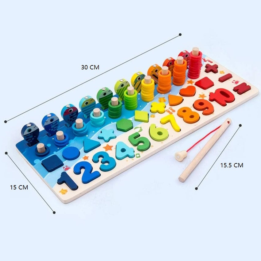 Wooden Logarithm 6in1 Activity Montessori Busy Board