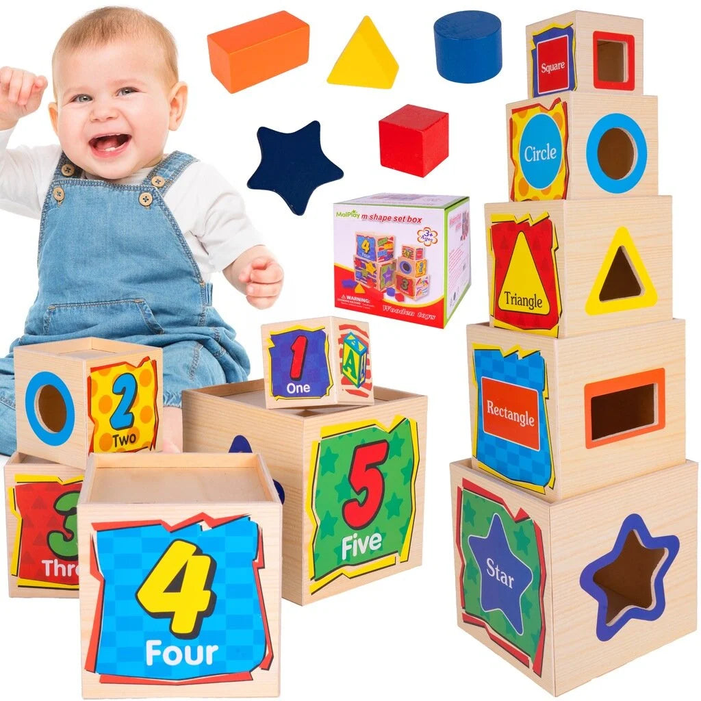 Wooden Montessori Nesting & Stacking Blocks Set – MGT Toys