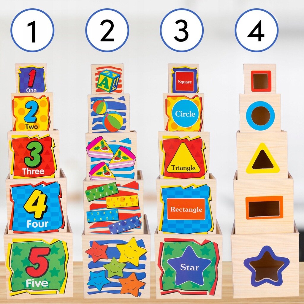 Wooden Montessori Nesting & Stacking Blocks Set