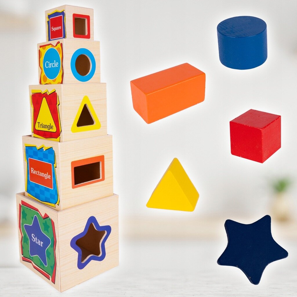 Wooden Montessori Nesting & Stacking Blocks Set