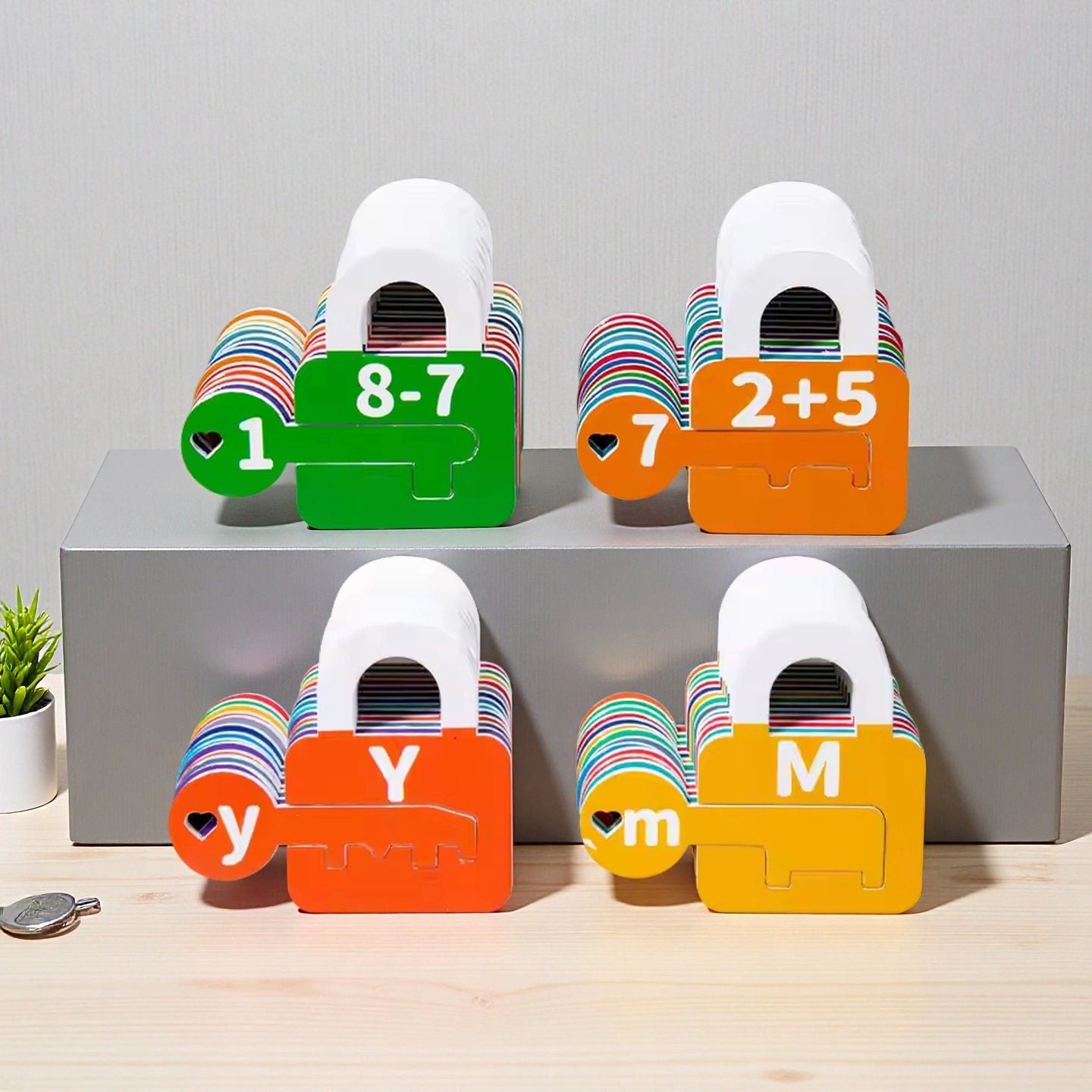 Wooden Locks & Keys Numbers Counting Letters Recognition Activity Toy ...