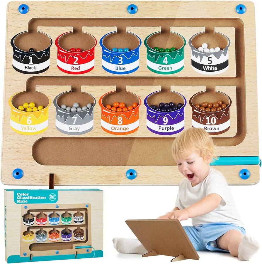 Wooden Magnetic Colours & Numbers Sorting Activity Board