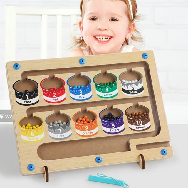 Wooden Magnetic Colours & Numbers Sorting Activity Board