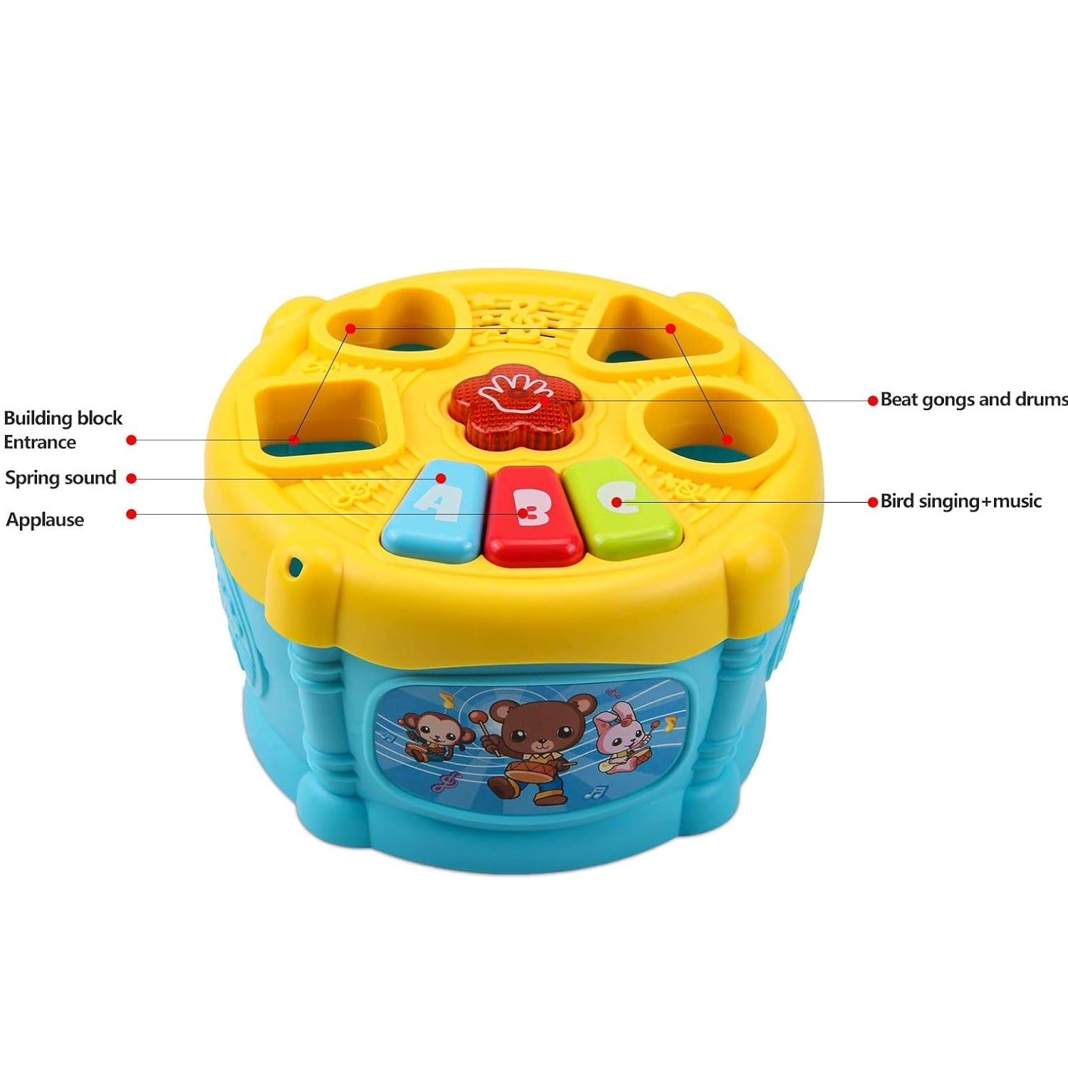 Musical Drum With Shape Sorting Activity Toy