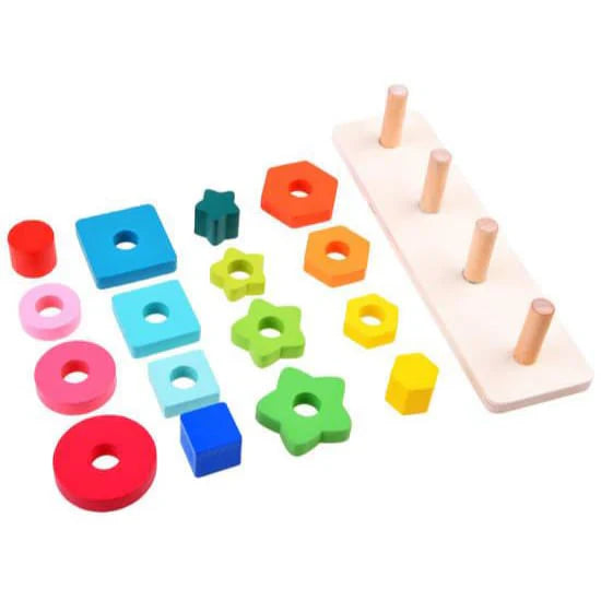 Wooden 4 Column Geometrical Shapes Sorter