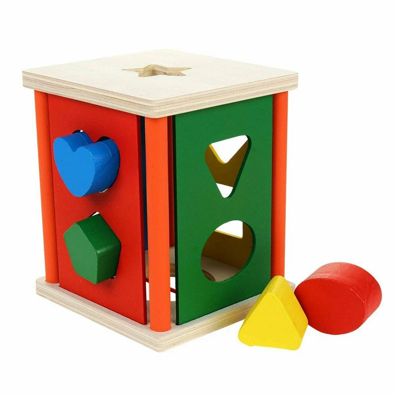 Wooden 9 Hole Multicolor Interactive Shape Sorter 