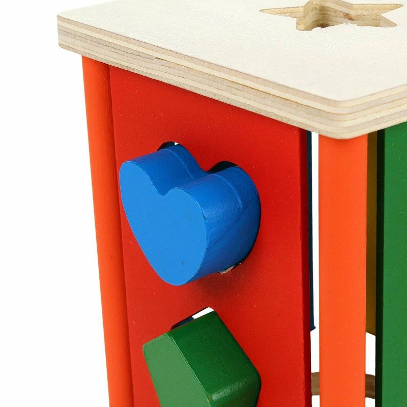 Wooden 9 Hole Multicolor Interactive Shape Sorter 