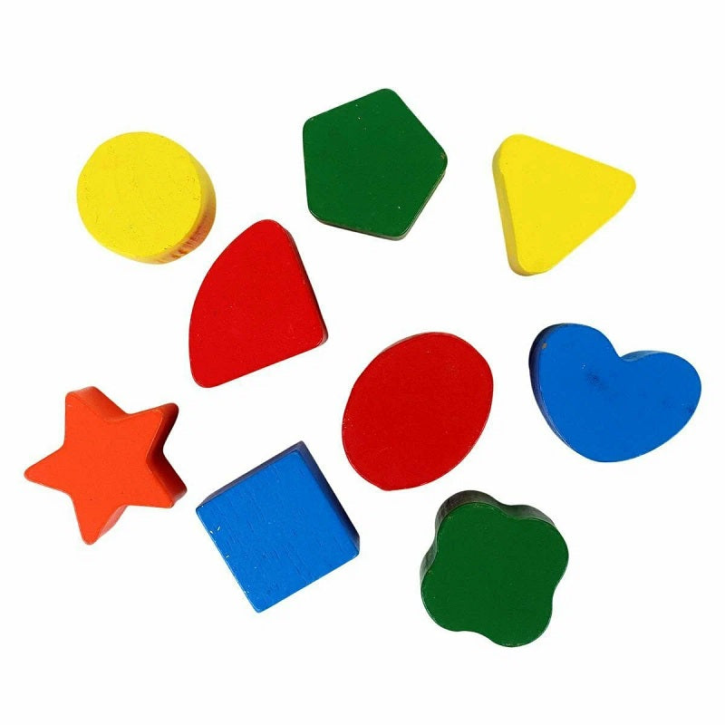 Wooden 9 Hole Multicolor Interactive Shape Sorter 