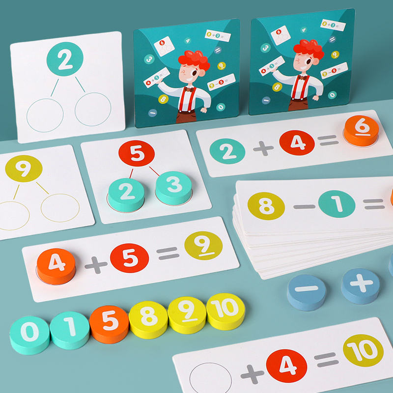 Wooden Montessori Numerical Operation Cognitive Matching Puzzle