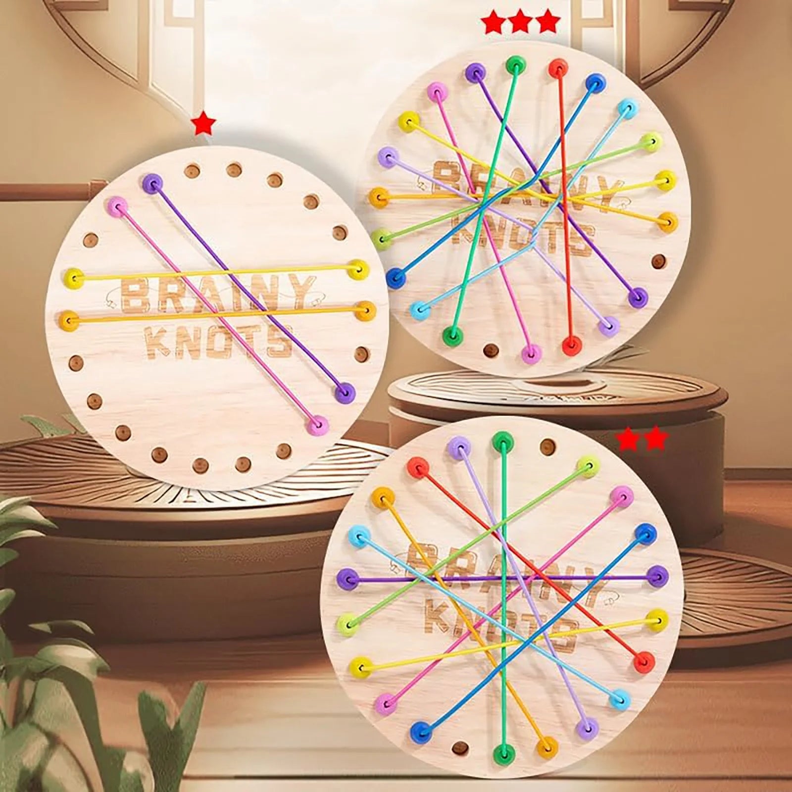 Wooden Brainy Knots Rope Breaking Challenge Game