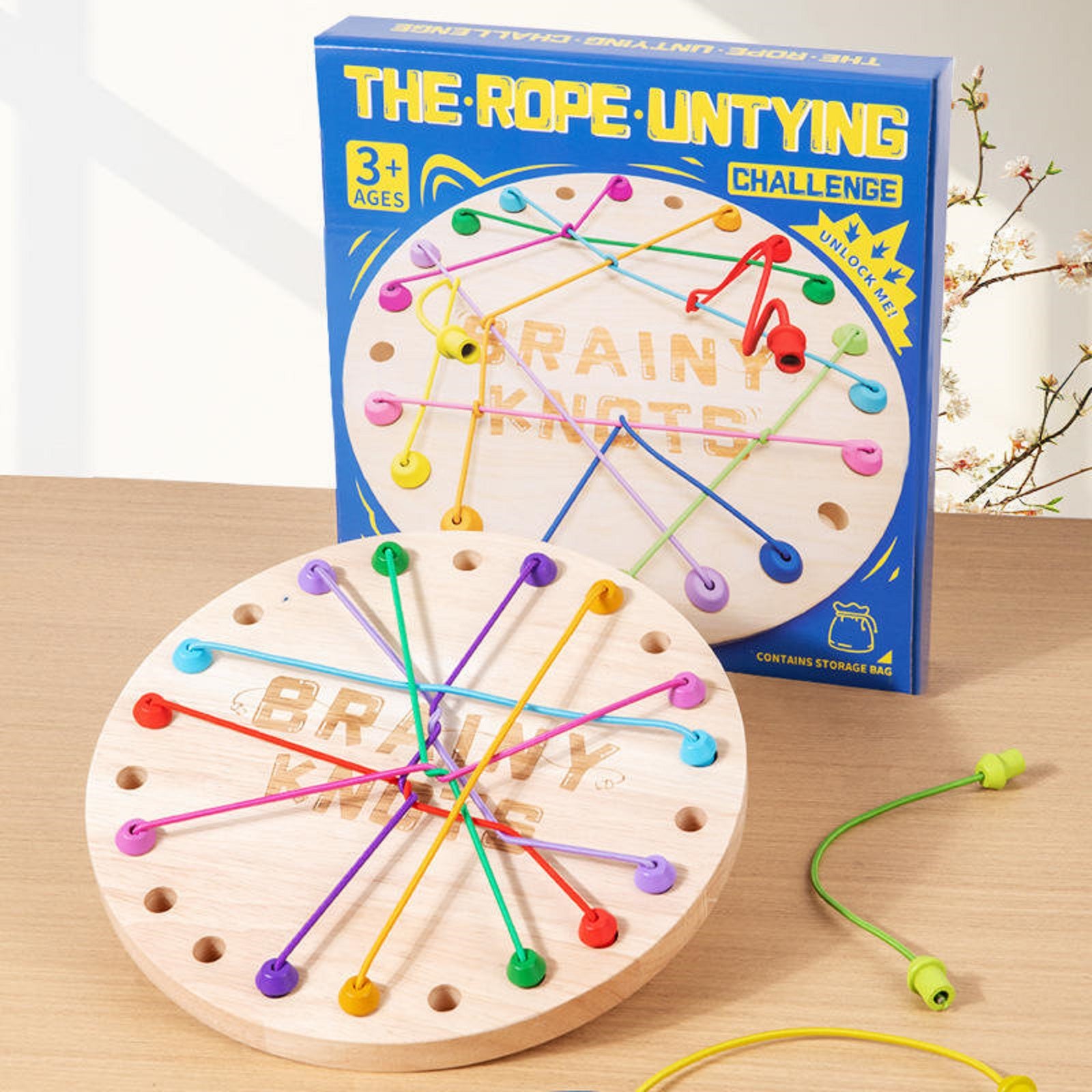 Perfect Square Rope Games Wooden Brainy Knots Rope Breaking Challenge Game – MGT Toys