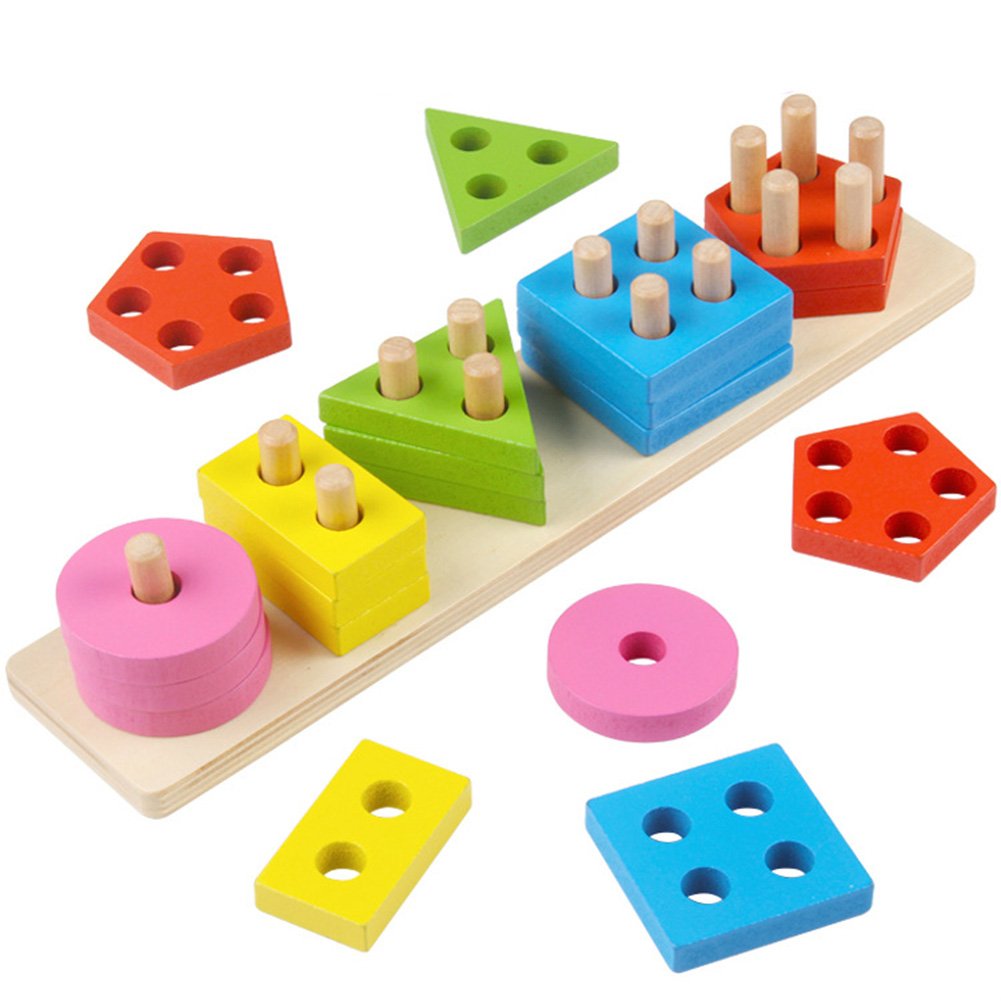 Wooden Multicolor Geometric Shape Sorter