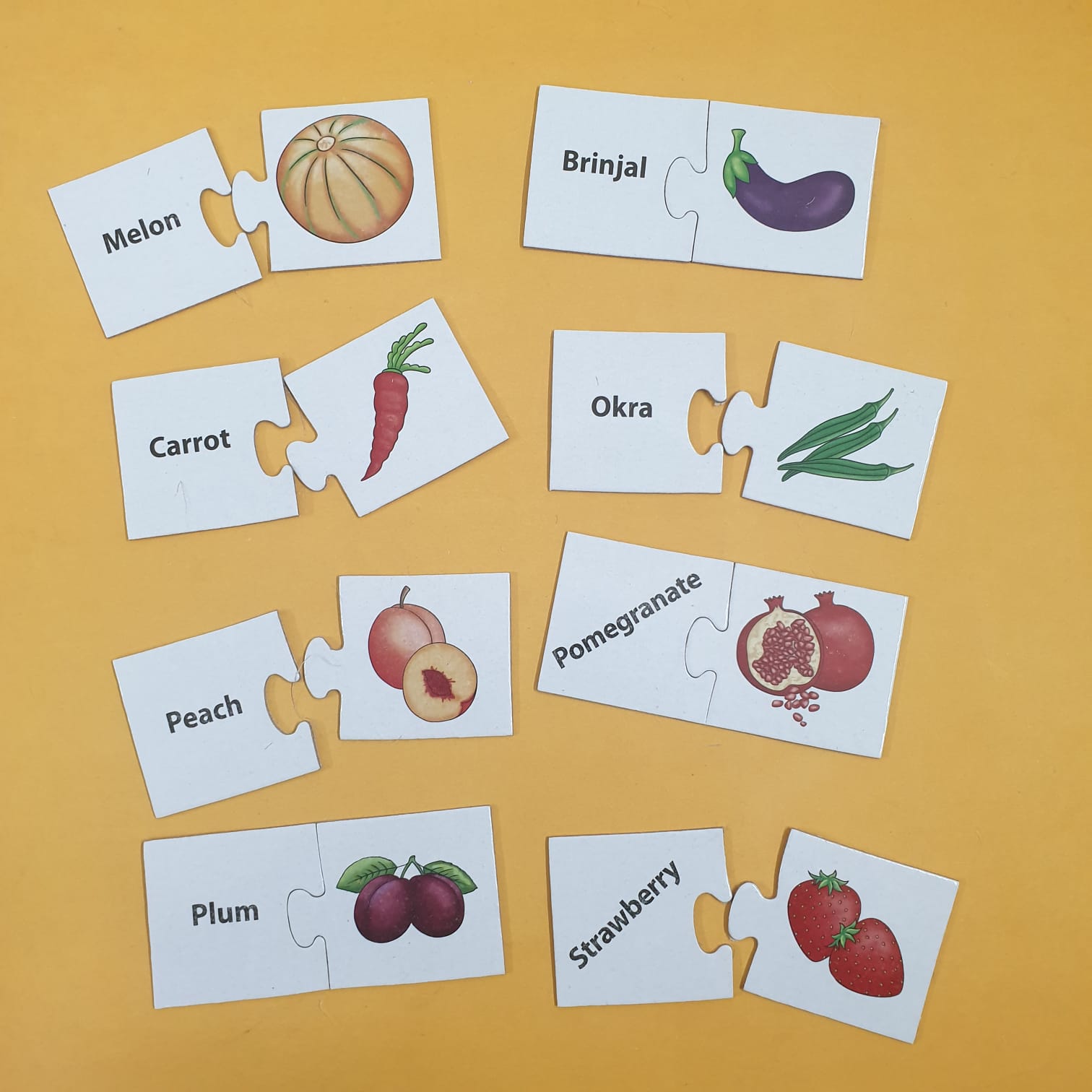 Match It Fruits & Vegetables Learning Activity Educational Puzzle