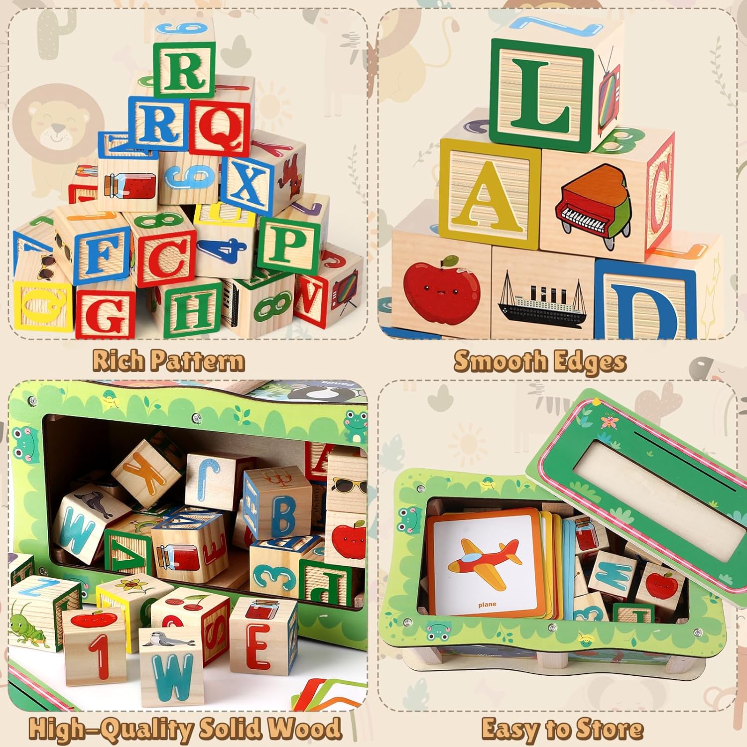 Wooden Spelling Learning & Matching Blocks Game