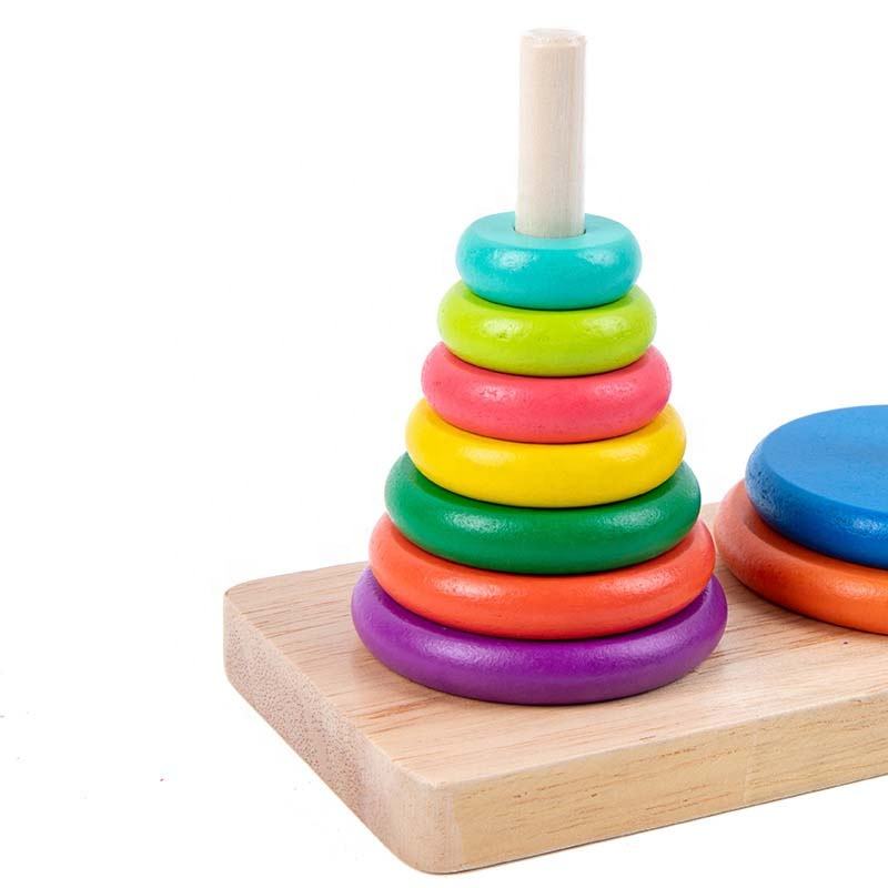 Wooden 3 Column Tower of Hanoi Stacking Game