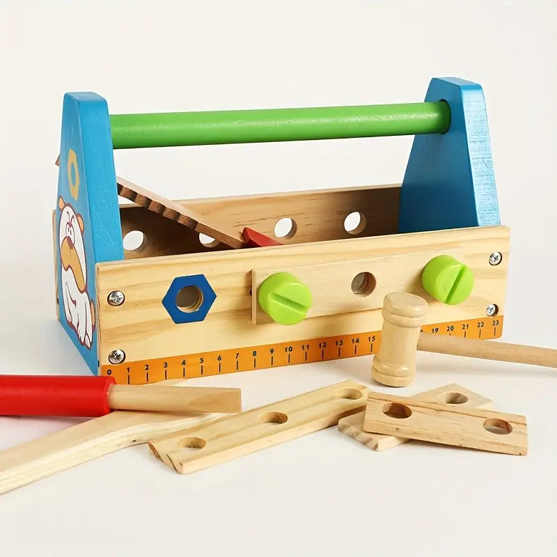 Wooden Multicolor Construction Tools Basket Set