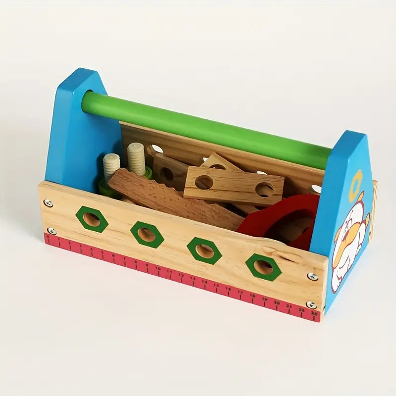 Wooden Multicolor Construction Tools Basket Set