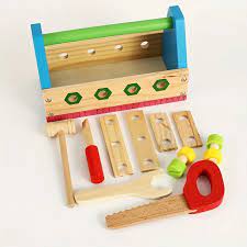 Wooden Multicolor Construction Tools Basket Set