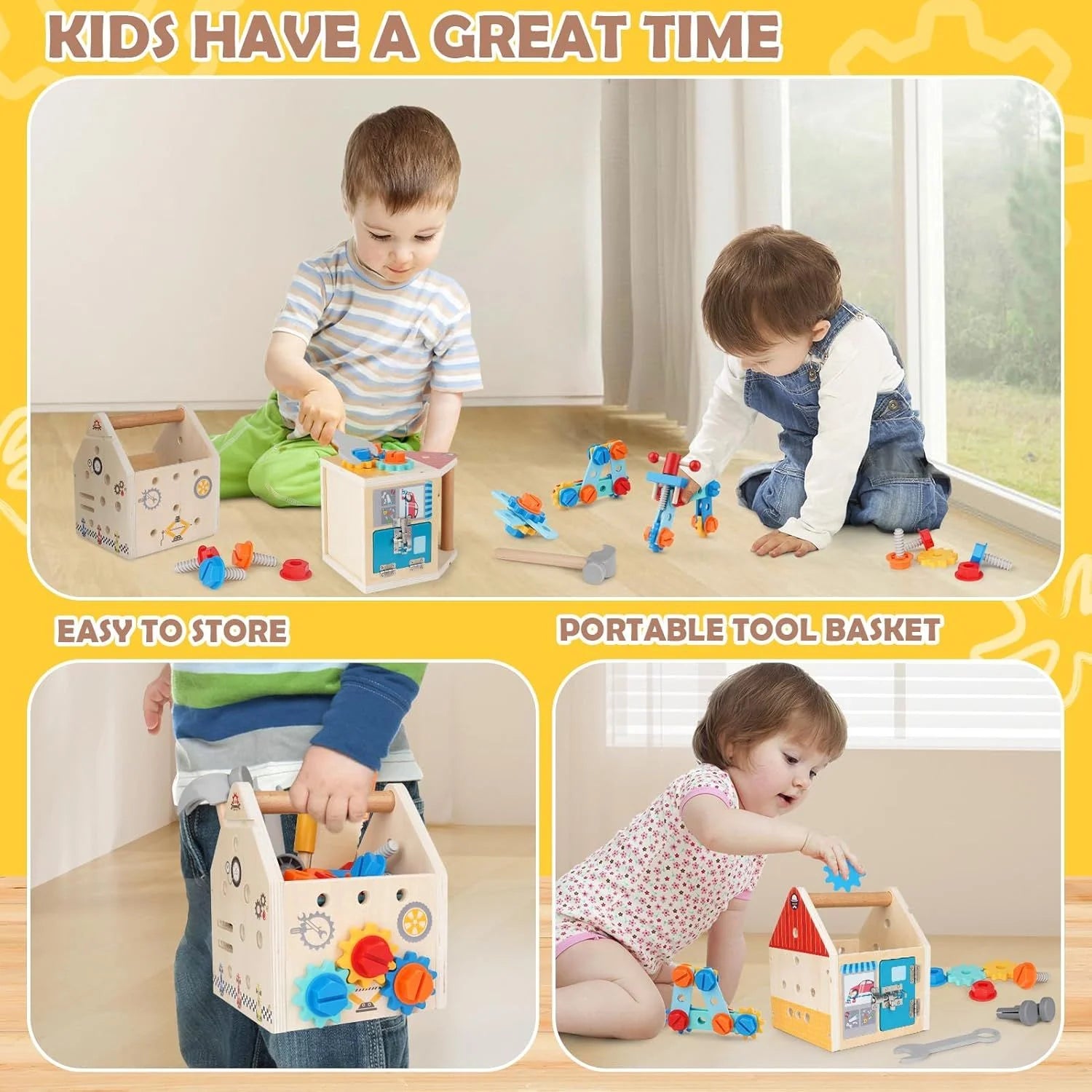 Wooden STEM Construction Tool Box Set For Kids