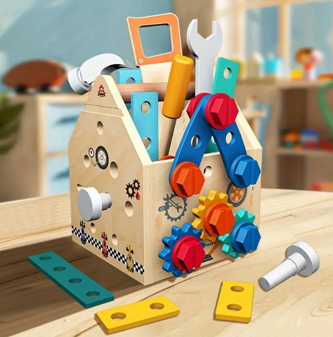 Wooden STEM Construction Tool Box Set For Kids
