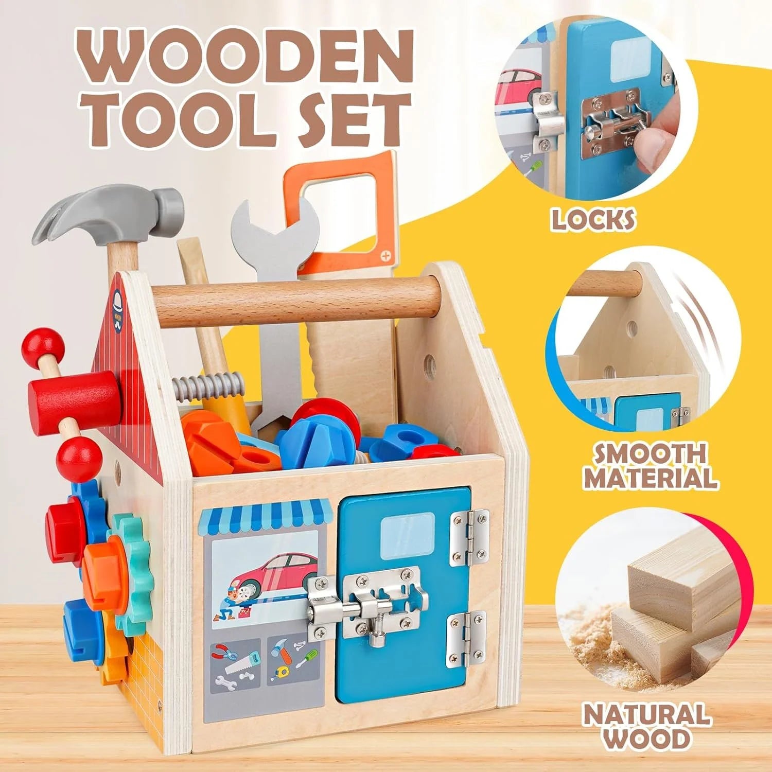 Wooden STEM Construction Tool Box Set For Kids