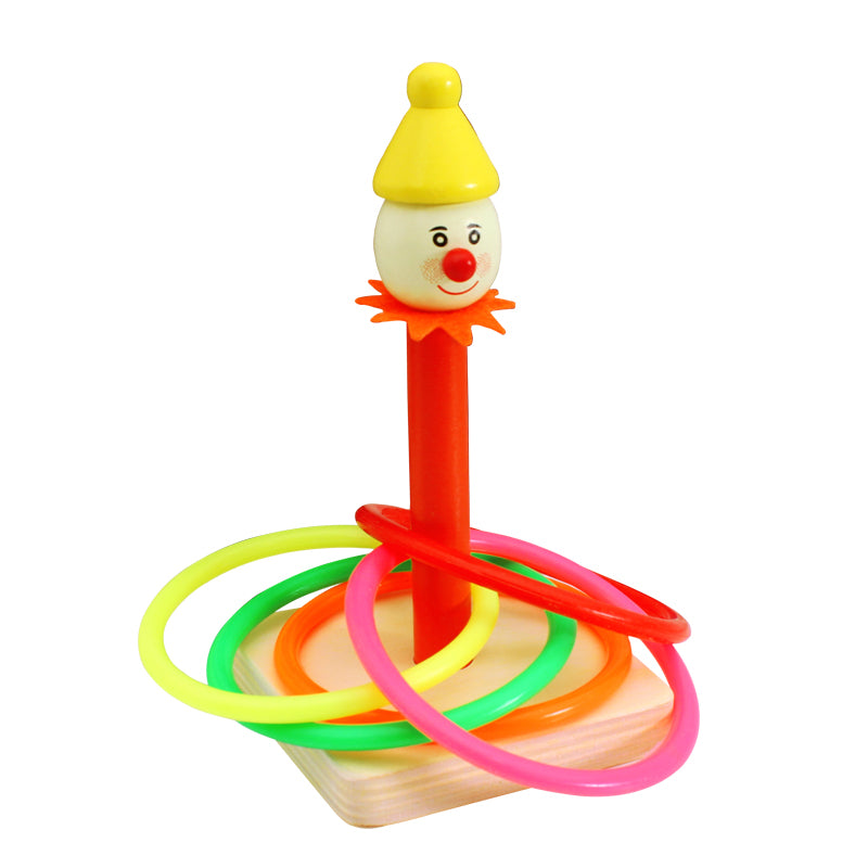 Wooden Colorful Clown Ring Tower Toss Game