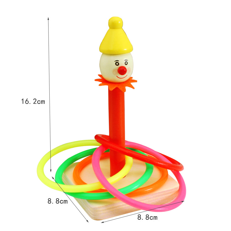 Wooden Colorful Clown Ring Tower Toss Game