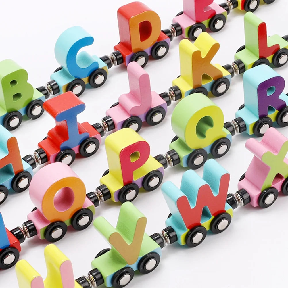 Wooden Multicolor Magnetic Alphabet Train
