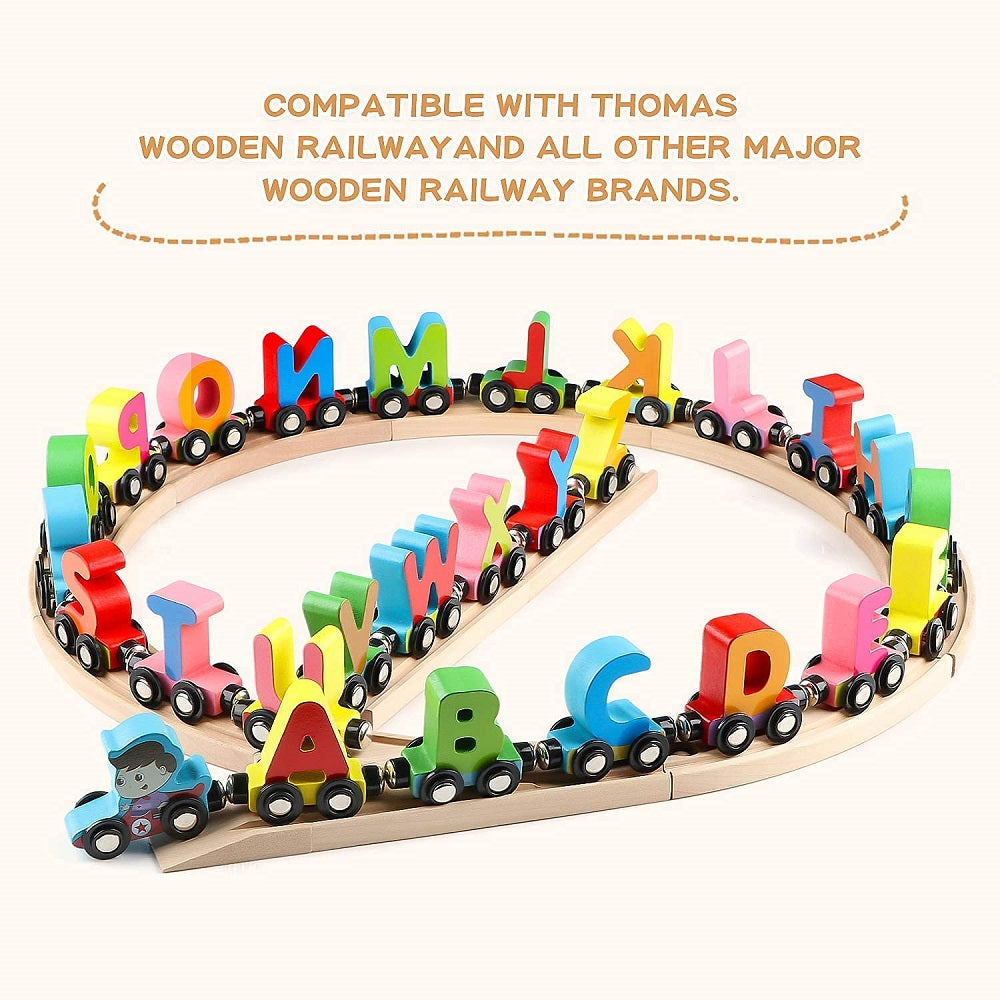 Wooden Multicolor Magnetic Alphabet Train