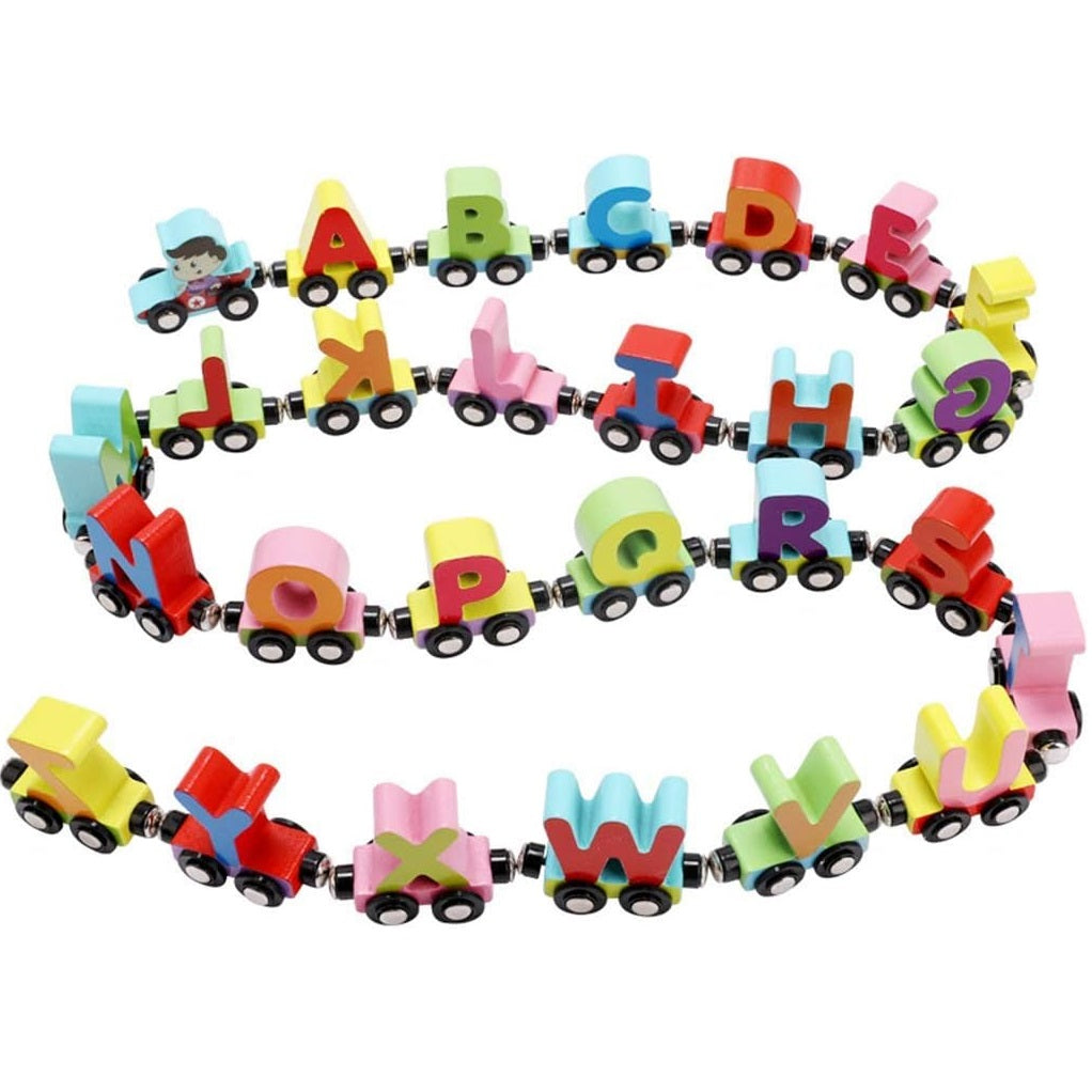 Wooden Multicolor Magnetic Alphabet Train