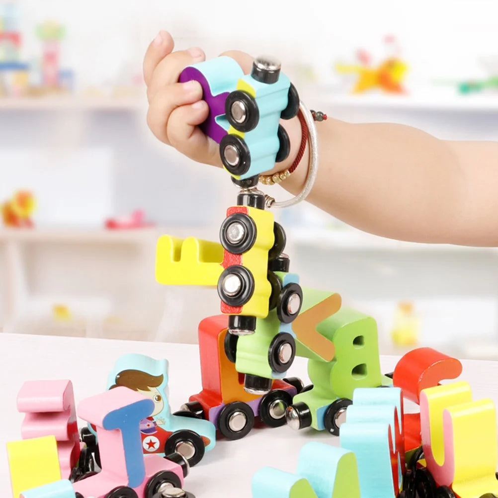 Wooden Multicolor Magnetic Alphabet Train