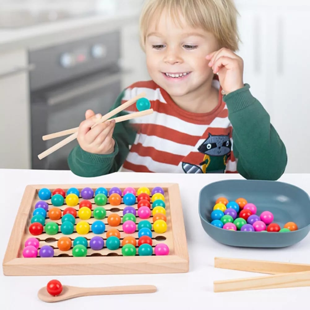Wooden Color Beads Sorting Montessori Activity Board 