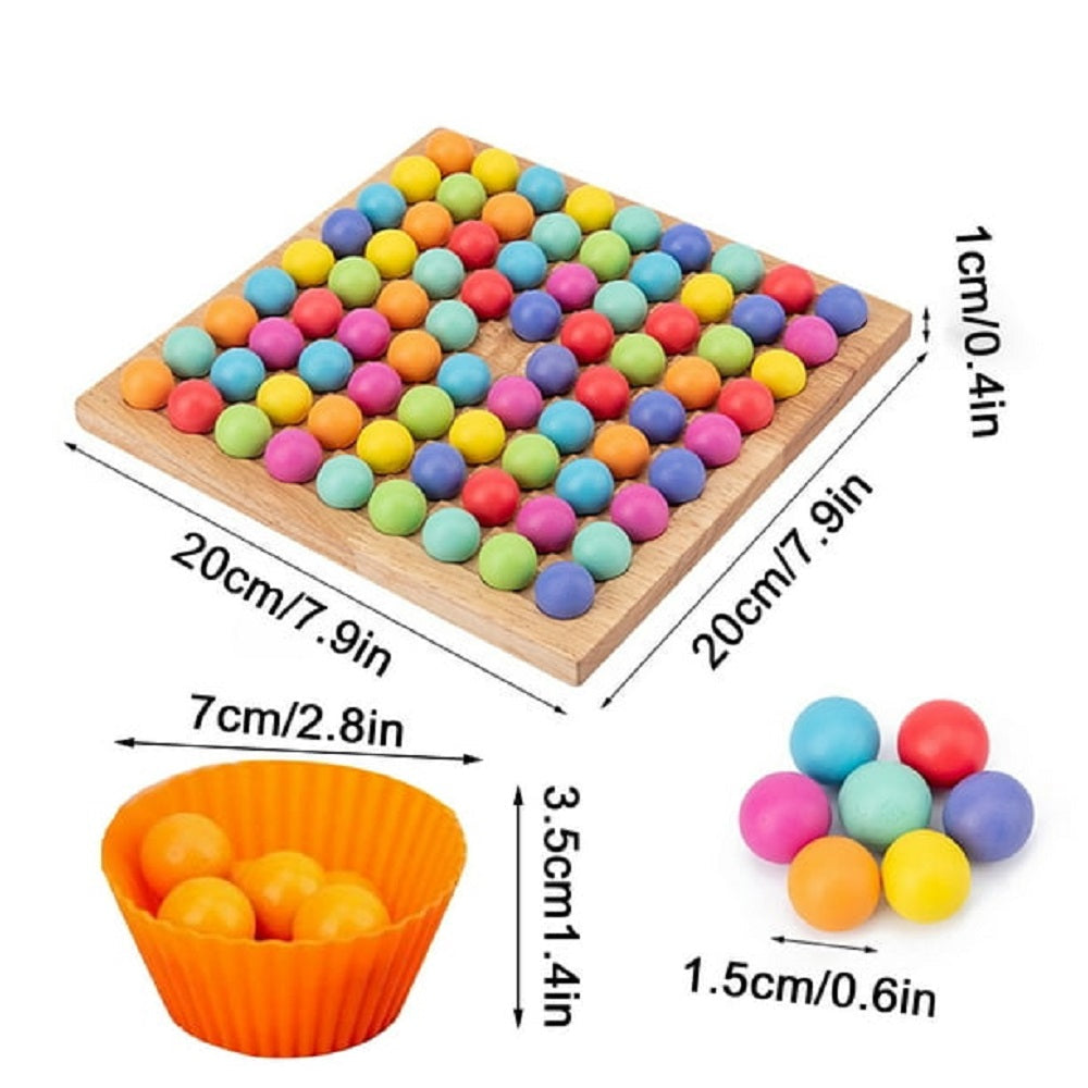 Wooden Color Beads Sorting Montessori Activity Board 