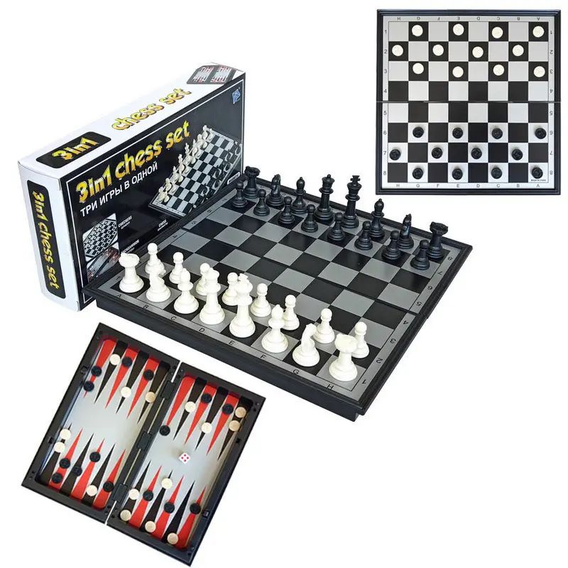 Travel Portable Folding 3in1 magnetic chess board Game