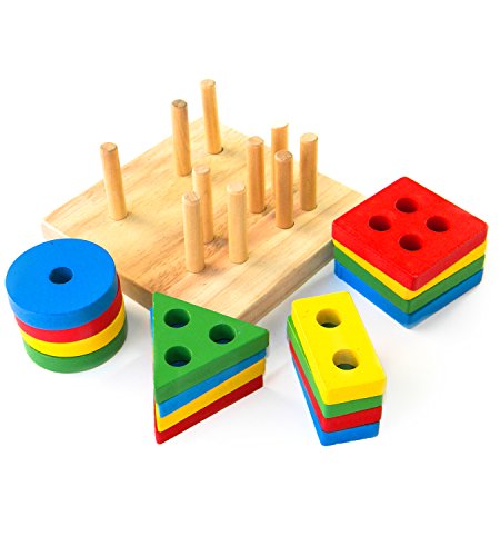 Wooden Multicolor 4 Geometric Shapes Sorter Toy