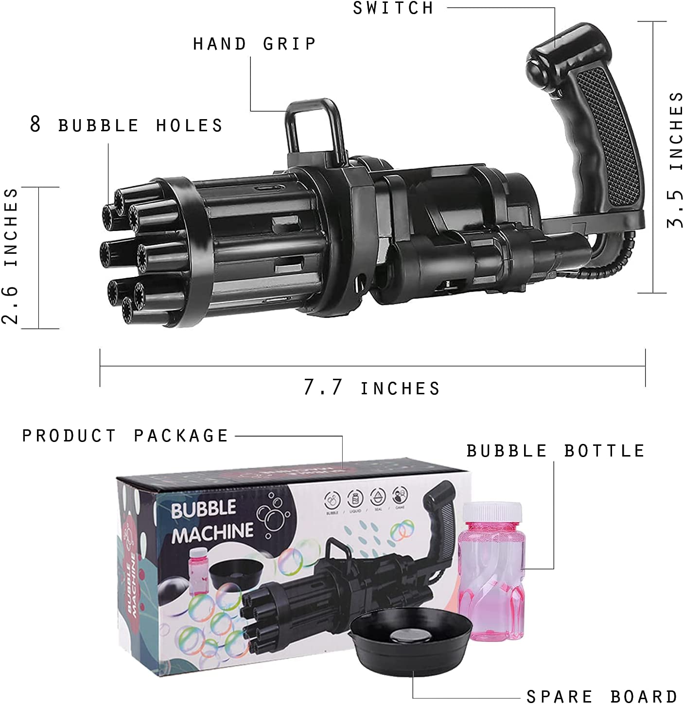 8-Hole Bubble Gun Machine Massive Bubble Gattler Toy gun